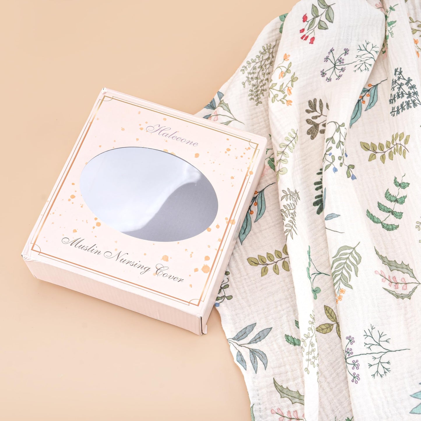 Haleeone Muslin Nursing Cover For Breastfeeding, Privacy Breathable Breastfeeding Cover With Arch Neckline For Mom, 100% Cotton