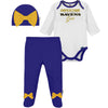 Nfl Baby Girls' 3Pc Bodysuit, Footed Pant, & Cap Set, Baltimore Ravens, 6-9 Months