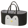 T&T Homewares Baby Diaper Caddy, Large Organizer Tote Bag for Baby Essentials, Nursery Storage (Black Penguin)