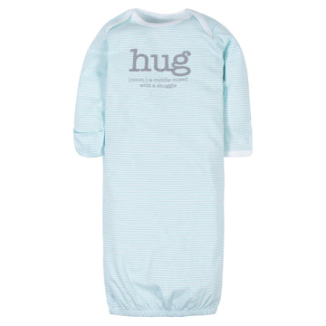 Gerber Unisex Baby Boy And Girls 4-Pack Sleeper Gown Words Grey Preemie