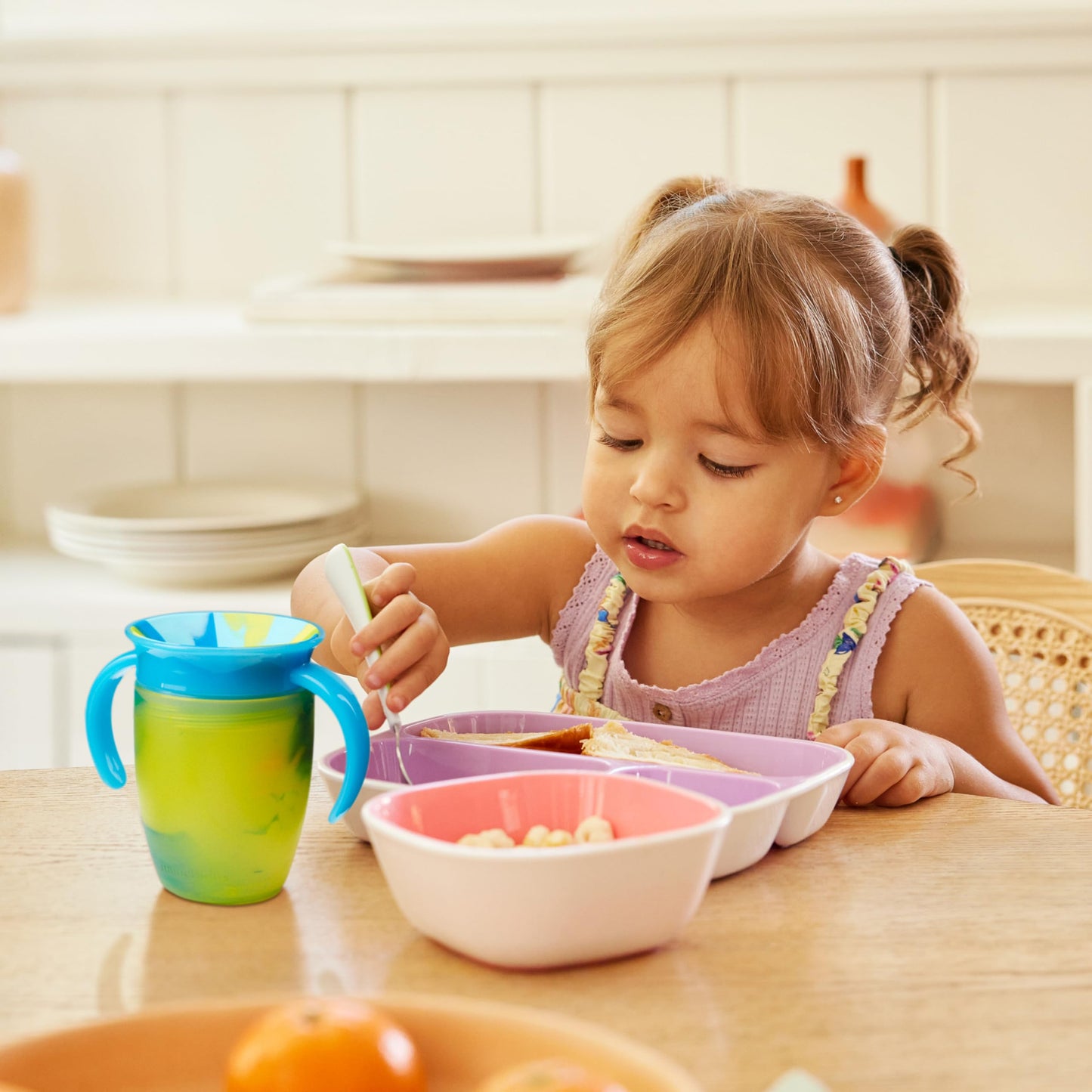 Munchkin Miracle 360 Trainer Sippy Cup With Handles, Spill Proof, 7 Ounce, Tropical Swirl, Blue/Multi