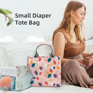 Pheben Small Diaper Bags Waterproof Travel Tote Mini Diaper Bag Multi-Function Baby Bags Crossbody Purse(Leaf)