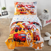 4 Piece Toddler Bedding Set For Boys,Cars Construction Toddler Bed Comforter Set Includes Comforter,Flat Sheet,Fitted Sheet And