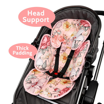 Pink Infant Car Seat Head Body Support Pillow, Hnhuaming 2-In-1 Reversible Carseat Insert,Soft Cushion For Stroller, Swing, Boun