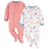 Gerber Toddler Baby Girls Flame Resistant Fleece Footed Pajamas 2-Pack, Pink Flamingos