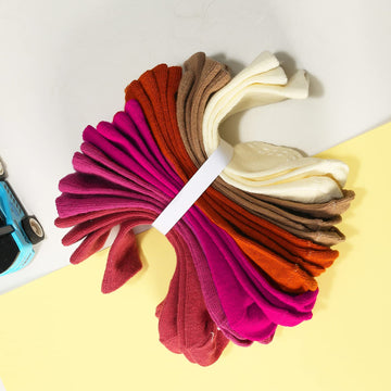 Jakidar 12 Pairs Baby Socks Cotton Crew Toddler Socks Grips Non Slip Bottom Socks, Magenta Caramel Cream 6-12M