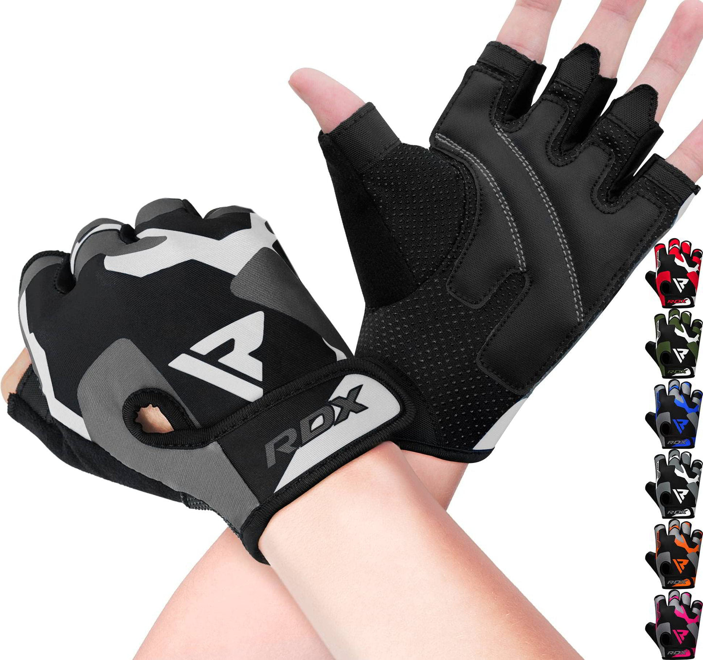 Rdx Weight Lifting Gloves Gym Fitness Workout, Anti Slip Padded Palm Protection Elasticated Strength Training Equipment Men Wome