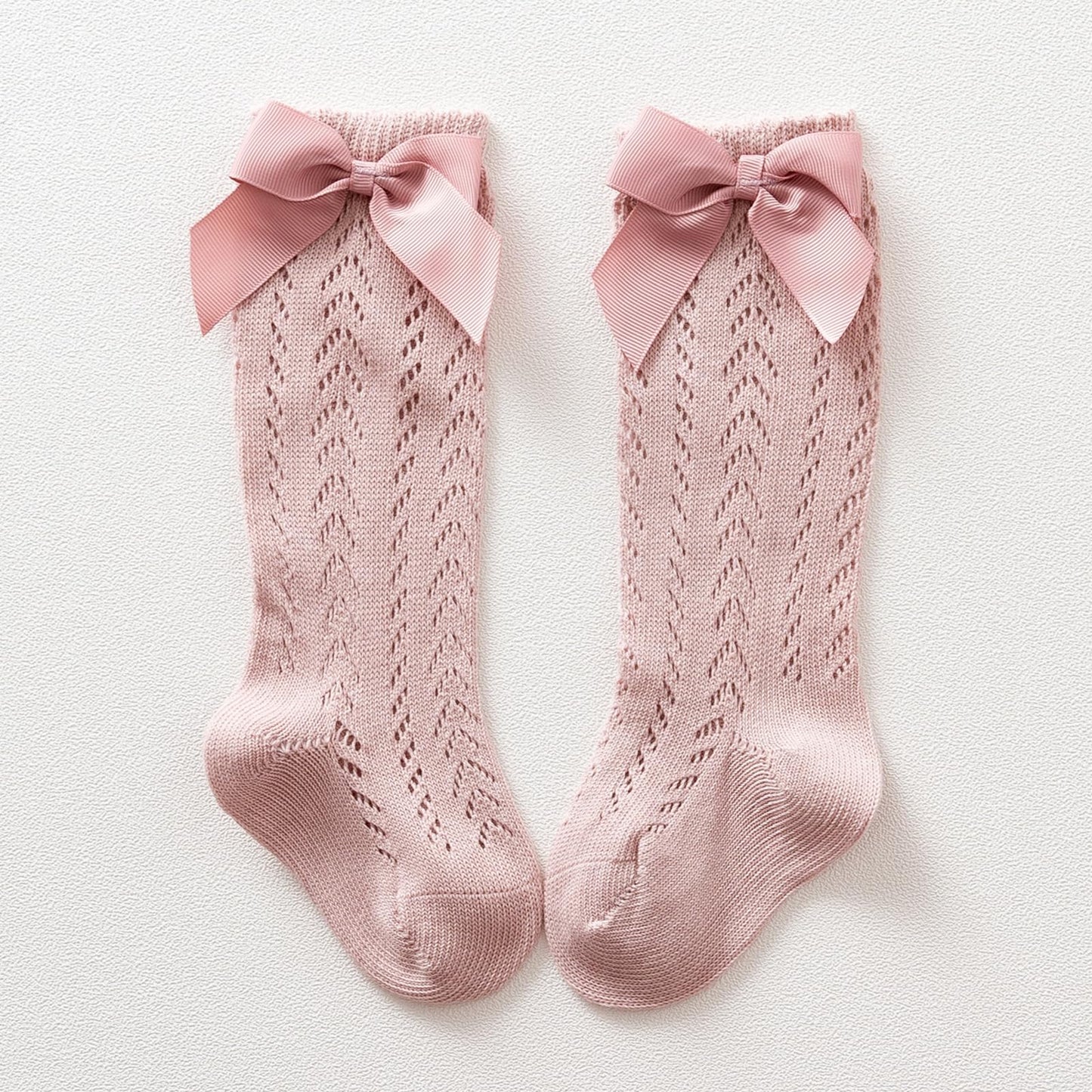 Tibe Pincess Baby Girls Knee High Socks Toddler Bow Mesh Breathable Dress Socks Kids Cotton Tube Uniform Stockings 5-Pack Lace S