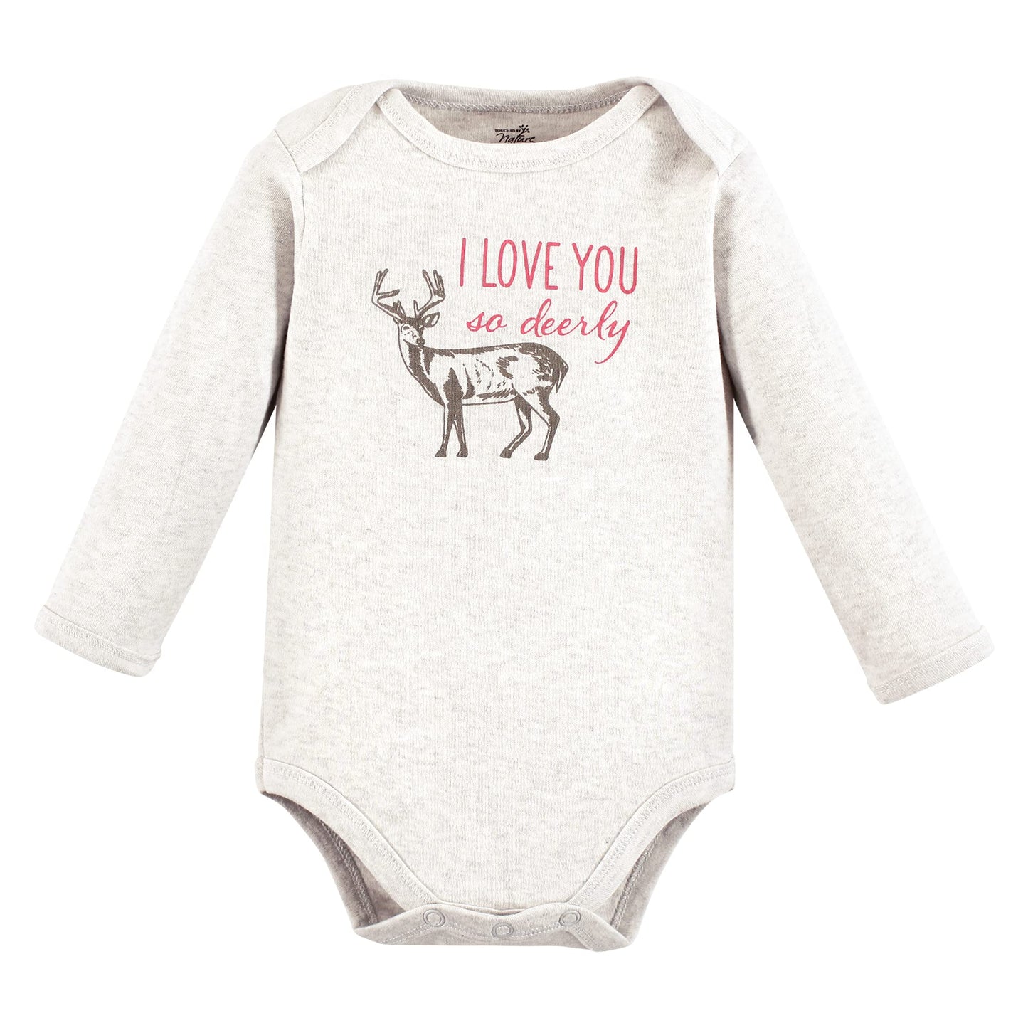 Touched By Nature Unisex Baby Organic Cotton Long-Sleeve Bodysuits, Girl Woodland, 9-12 Months
