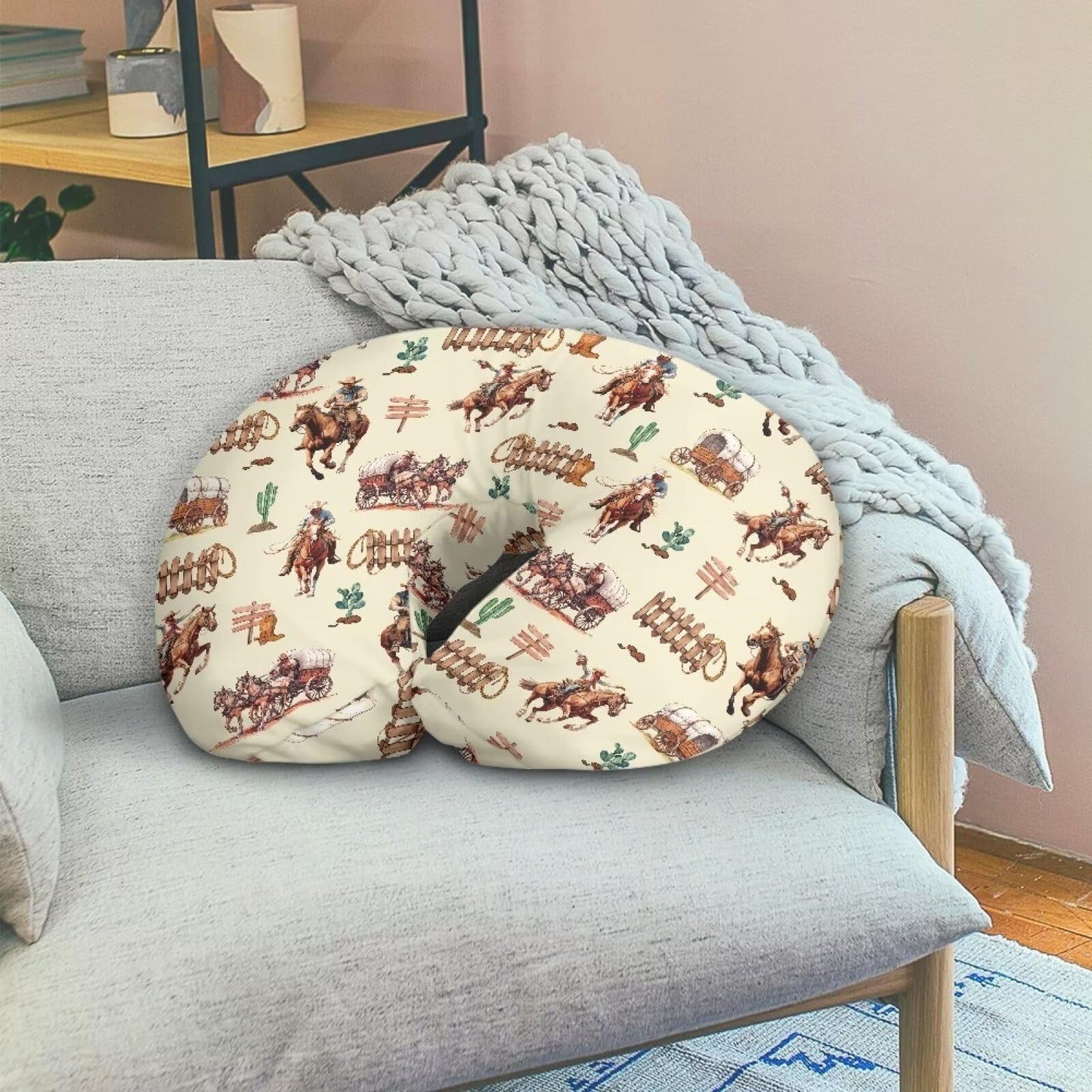 Tongluoye Western Cowboy Horse Nursing Pillow Cover For Boy Girl Breastfeeding Pillow Slipcovers Stretchable Newborn U-Shaped Br