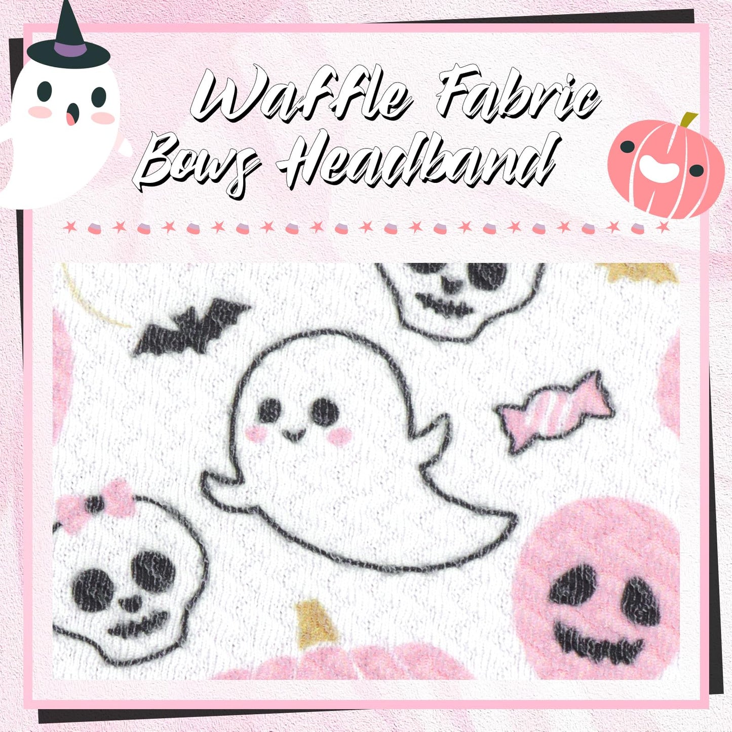 Yanjie Halloween Baby Headbands Bow Ghost Hair Bow Baby Pink Halloween Bow Baby White Halloween Bows Newborn Bows Infant Hallowe