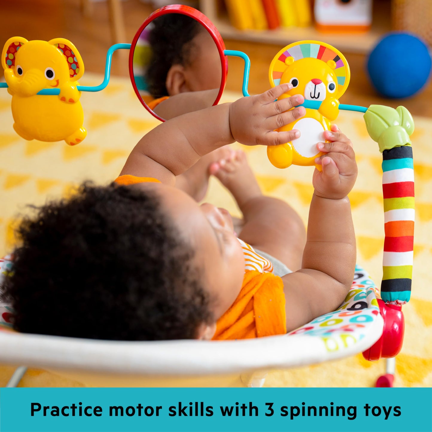 Bright Starts Portable Baby Bouncer Soothing Vibrations Infant Seat With Removable-Toy-Bar, 0-6 Months 6-20 Lbs (Playful Pinwhee