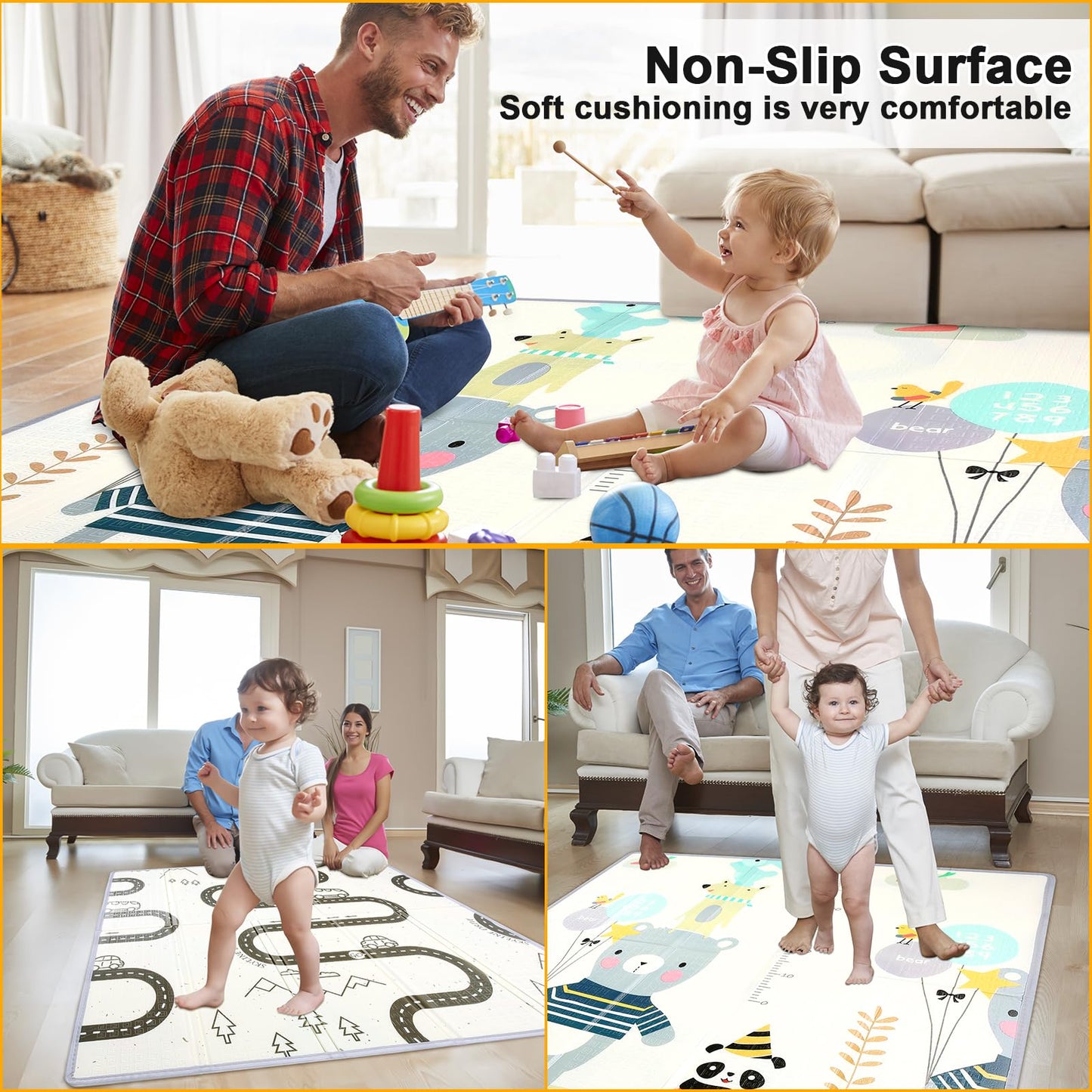 Dovesail Foldable Baby Play Mat, 47 ' X 47 ' Baby Playmat For Playpen, 0.4 Inch Thick Waterproof Anti-Slip Reversible Foam Pla