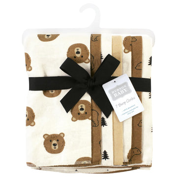 Hudson Baby Unisex Baby Cotton Flannel Burp Cloths, Brown Bear 7 Pack, One Size