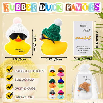 Liliful 108 Set Employee Appreciation Gift Bulk for Coworker Inspirational Mini Rubber Ducks with Glasses You are Awesome Sign Y