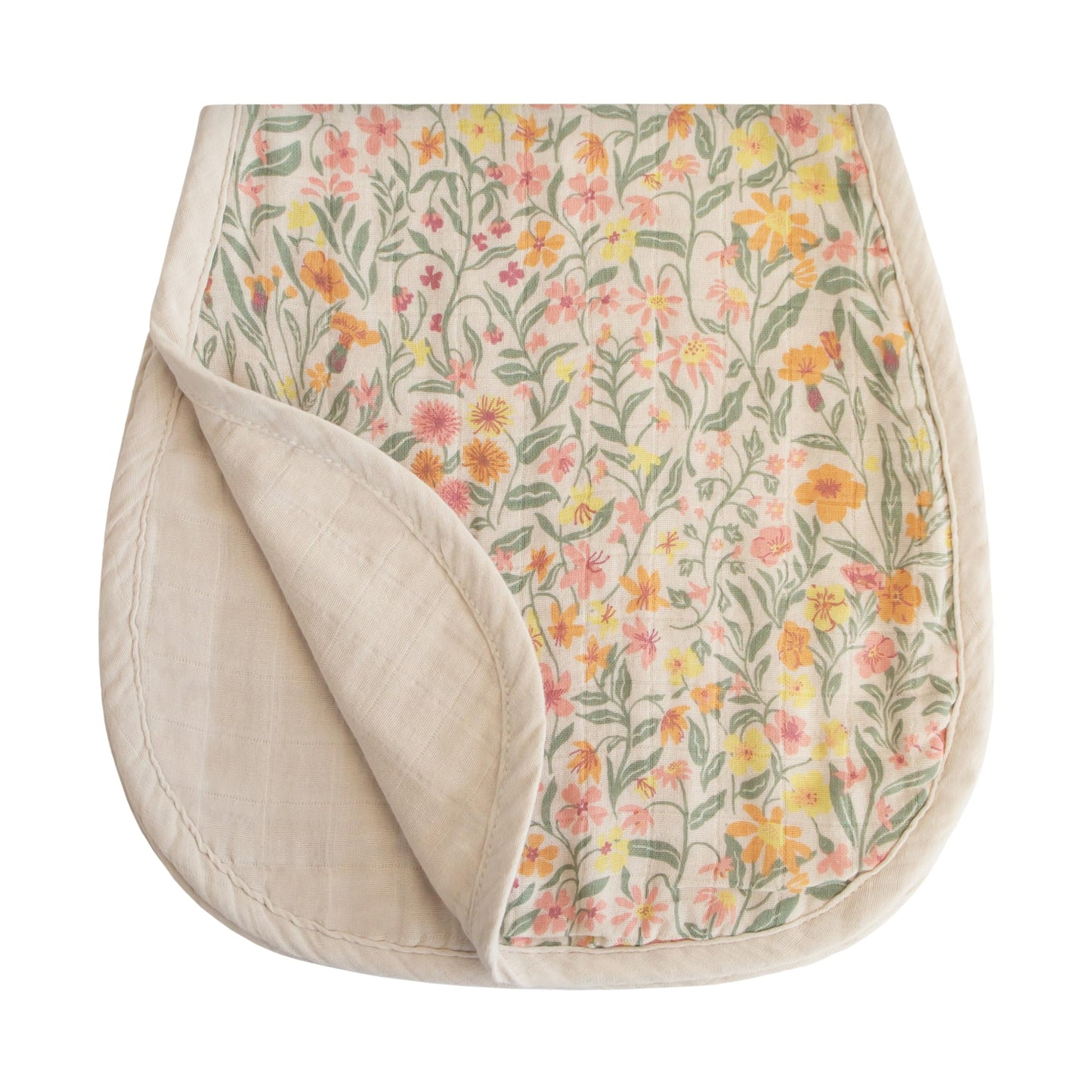 mushie Muslin Baby Burp Cloths | 100% Organic Cotton, Set of 2 (Pastel Blooms/Fog)