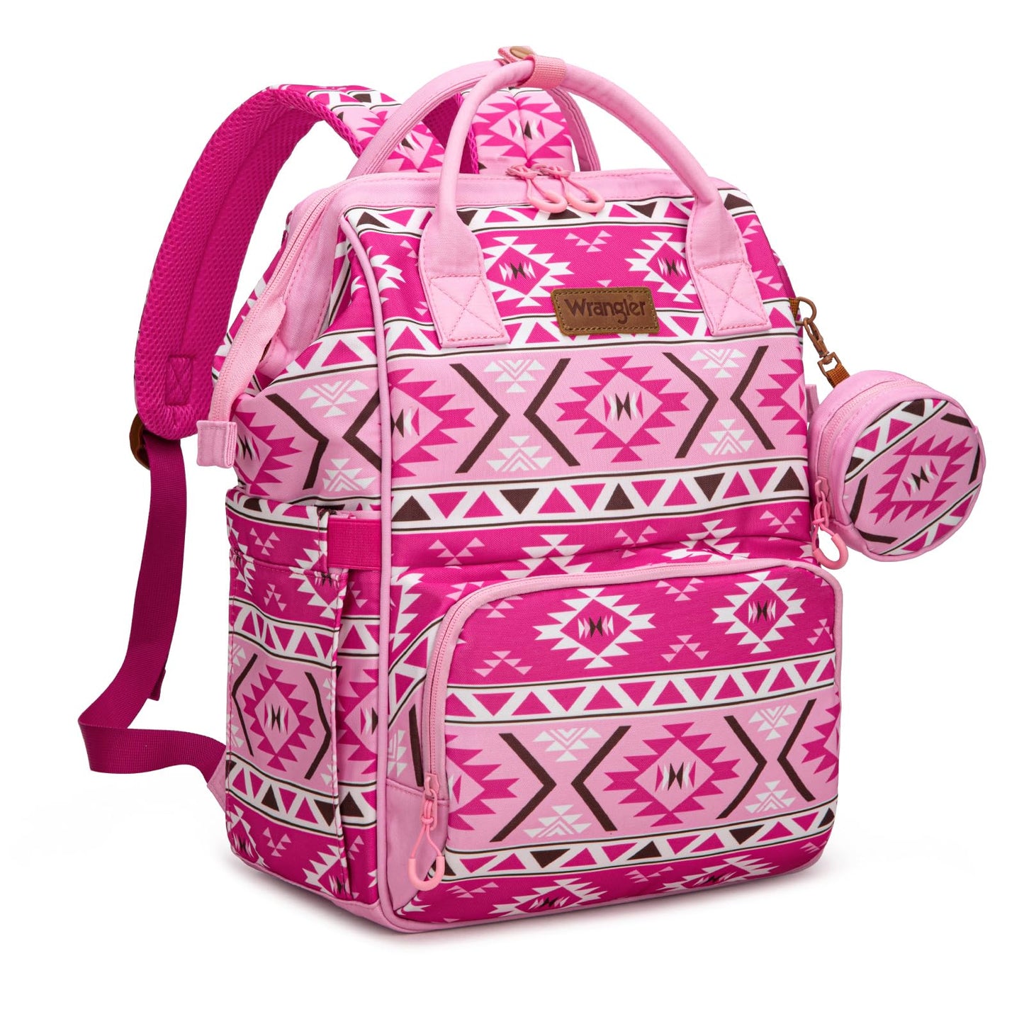Wrangler Aztec Backpack Multifunction Baby Travel Bag with Changing Pad, Stroller Straps and Pacifier Case WG2204-91103PK