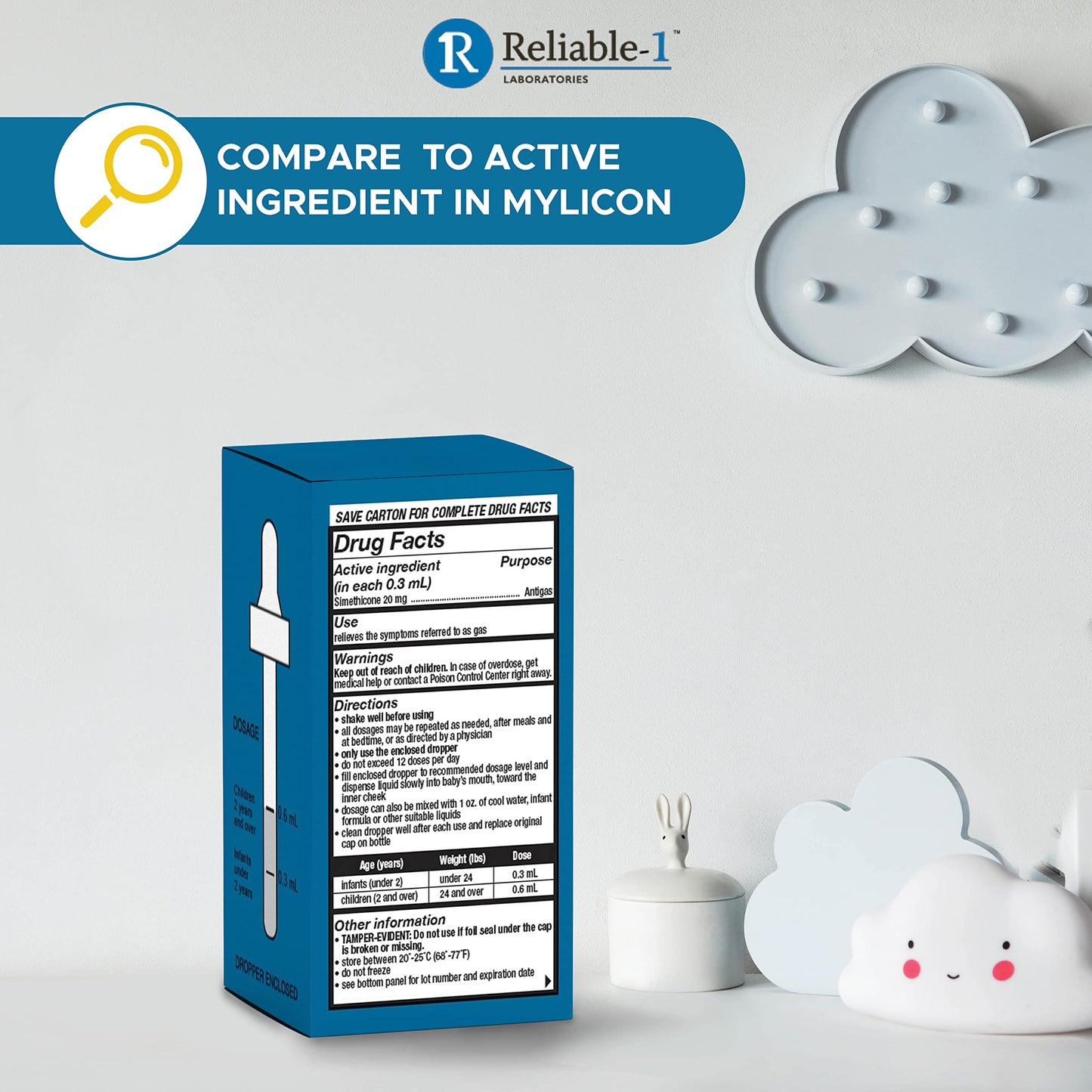 Reliable-1 Laboratories Infants Gas Relief Drops Stomach Relief Gas Drops For Babies, Infants And Toddlers | Simethicone Baby Ga