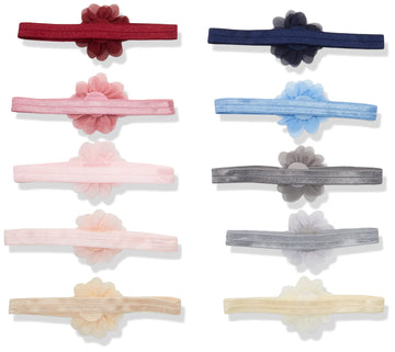 Hudson Baby Unisex Baby Cotton Synthetic Headband, Chiffon Cream Blush, 0-24 Month Us