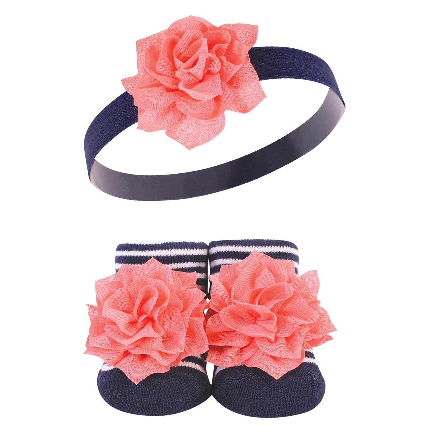 Hudson Baby Baby Girls' Headband And Socks Giftset, Flamingo 10-Pack, One Size