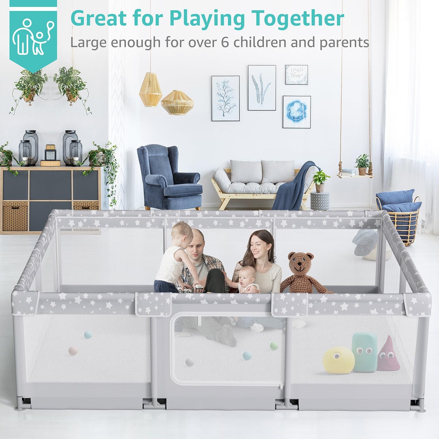 Large Baby Playpen For Babies And Toddlers - 70X59In Giant Play Pen For Babies 6-12 Months Big Play Yard For Toddlers 1-3 Play P