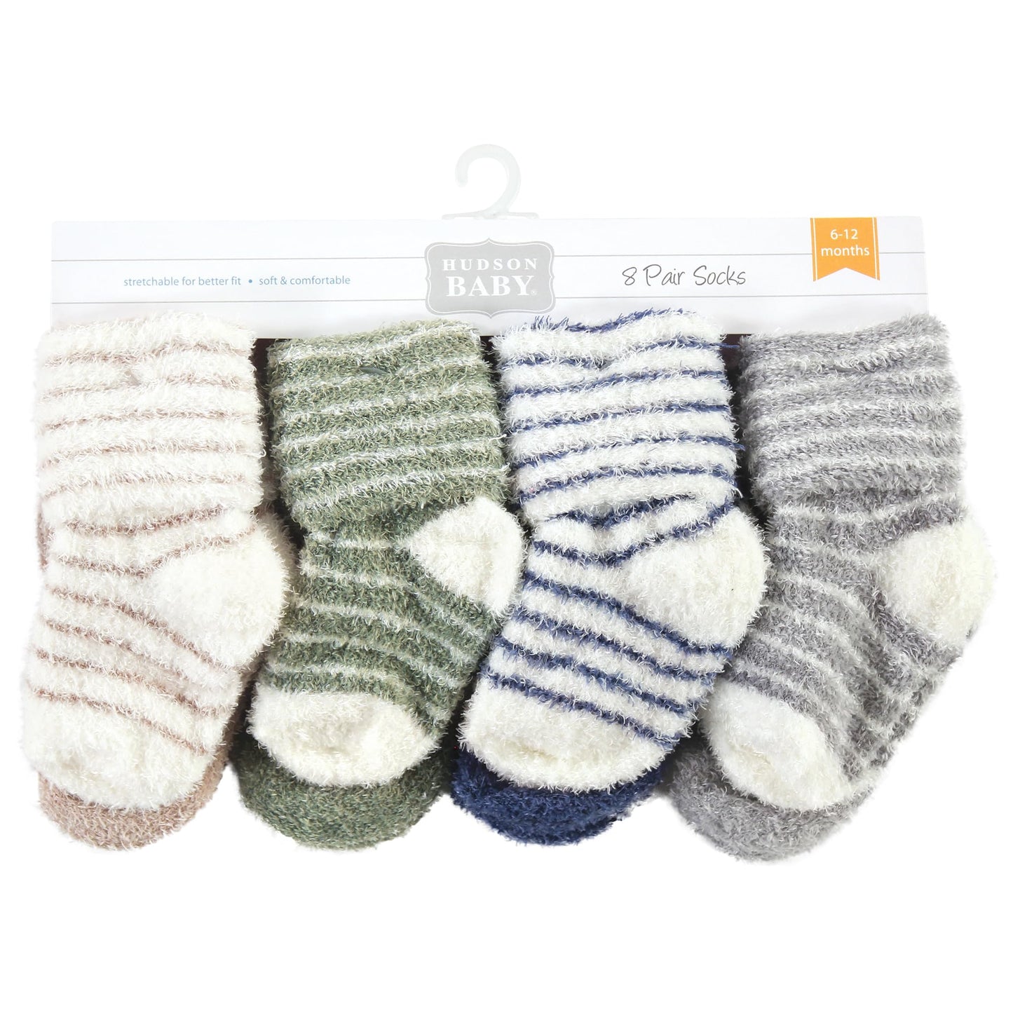 Hudson Baby Unisex Baby Cotton Rich Newborn And Terry Socks, Green Blue Stripe, 12-24 Months