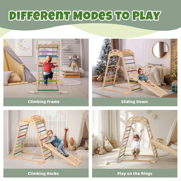 Cosyland Indoor Playground Jungle Gym Playset For Kids, 7 In 1 Climbing Toys For Toddlers With Slide And Beech Hanging Ring,Quic