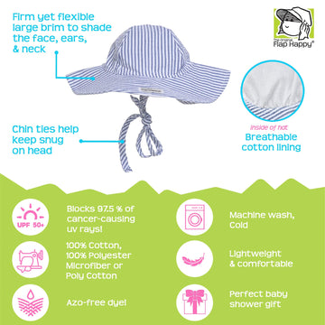 Flap Happy Little Girls' Upf/Uv50+ Floppy Hat, Navy, Large