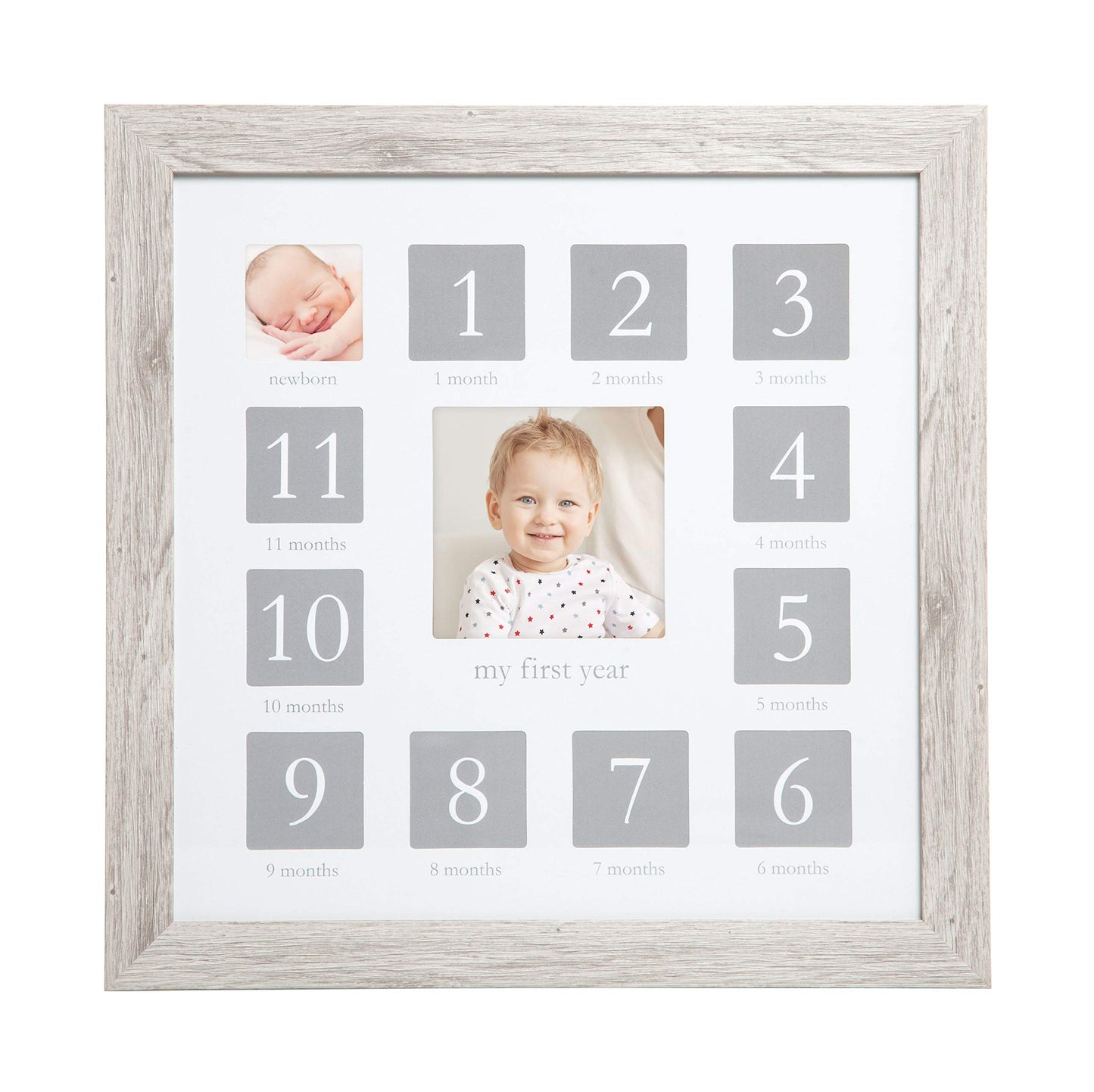 Kate & Milo My First Year Frame, Newborn To First Birthday Photo Frame, Baby Keepsake Nursery Frame, Rustic Wood