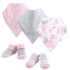 Hudson Baby Unisex Baby Cotton Bib And Sock Set, Pink Rose, One Size