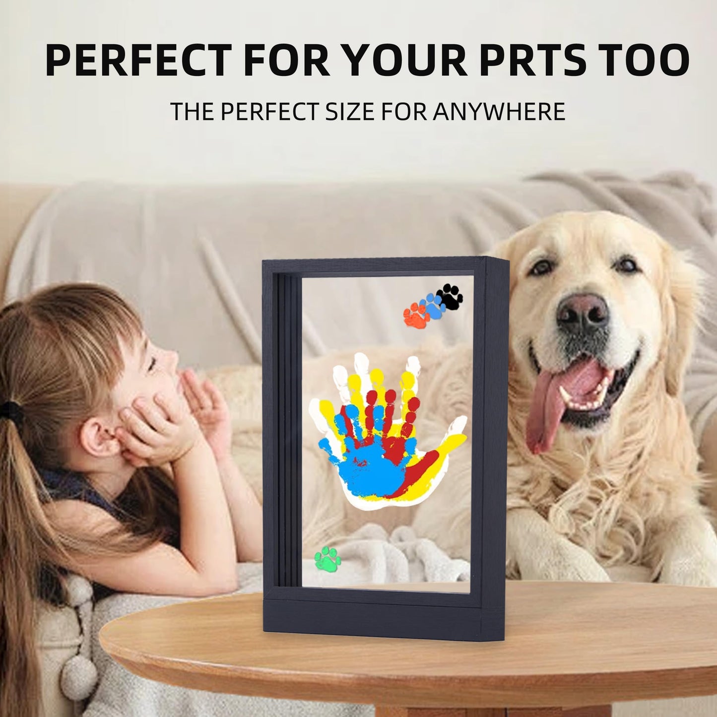 Cherry Cheers Family Handprint Kit With Light, Handprint Keepsake Frame, Wooden Led Light, Easy Install, No Need Screw Etc, Non-