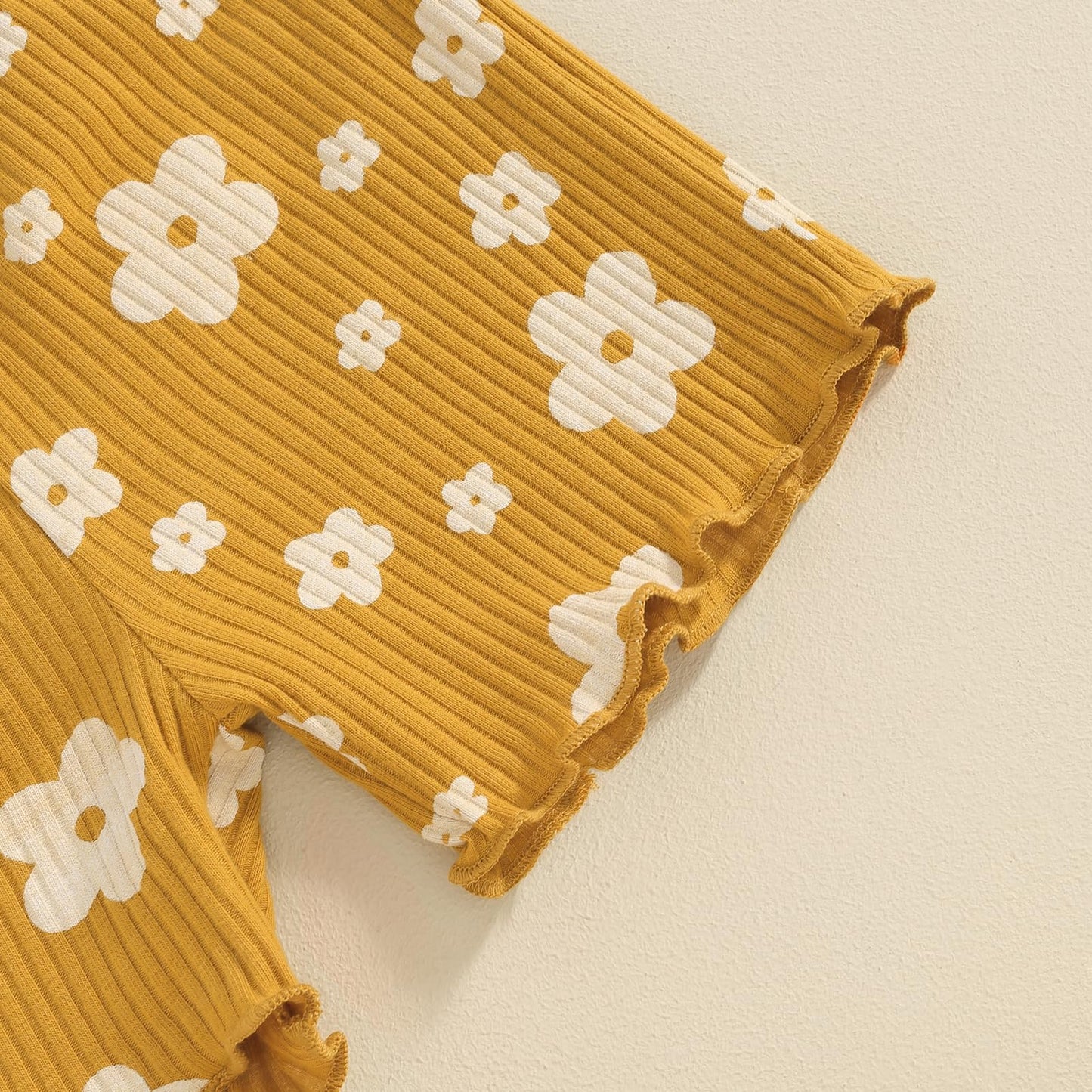 Kupretty Toddler Baby Girl Summer Clothes Ruffle Ribbed Knit Short Sleeves T-Shirt Tops + Shorts Cute Outfits Set (Ruffle Flower