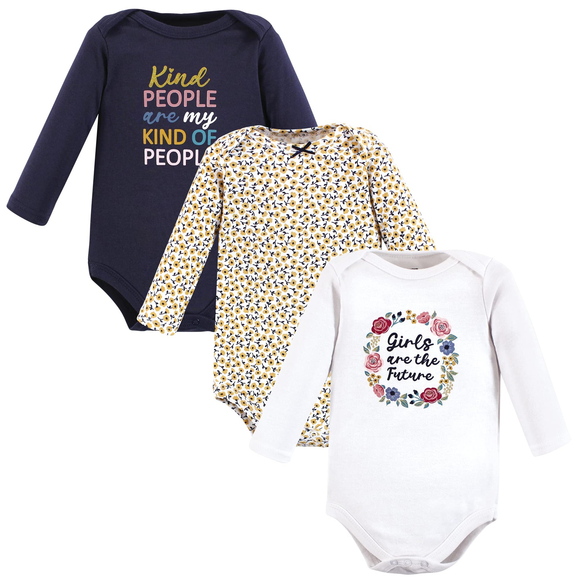 Hudson Baby Unisex Baby Cotton Long-Sleeve Bodysuits, Girls Are The Future, Preemie