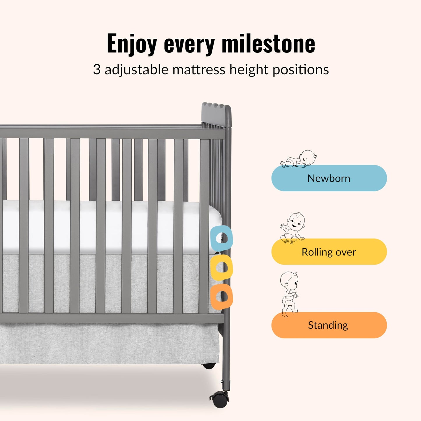 Dream On Me Carson Classic 3-In-1 Convertible Crib In Steel Grey