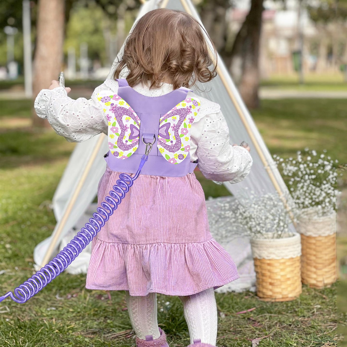 Accmor Toddler Harness Leash + Anti Lost Wrist Link, Cute Butterfly Kids Leash Wristband Assistant, Adorable Child Walking Harne