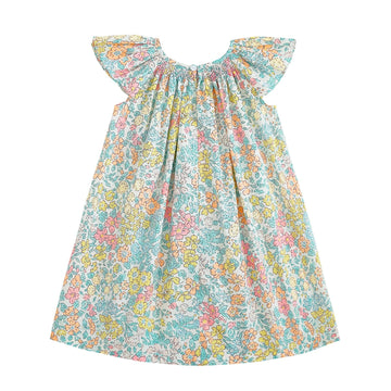 Simplee Kids Baby Floral Dress Toddler Smocking Dress Little Girls Casual Dress Floral Print Sundress For Spring Summer Dress 24