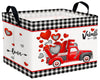 BOOHIT Valentines Day Basket for Kids Heart Shaped Empty Storage Bins for Gifts with Handles Room Decor (Black Checkered Red Tru