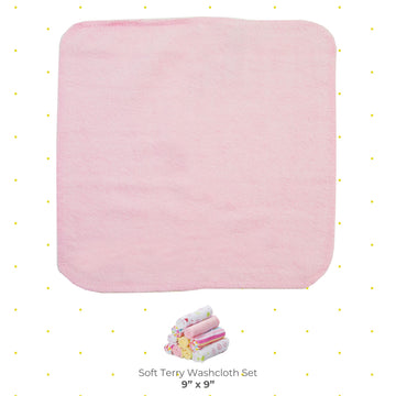 Spasilk Washcloth Wipes Set For Newborn Boys & Girls, Soft Terry Washcloth Set, Pack Of 20, Pink Lines, 20 Pack