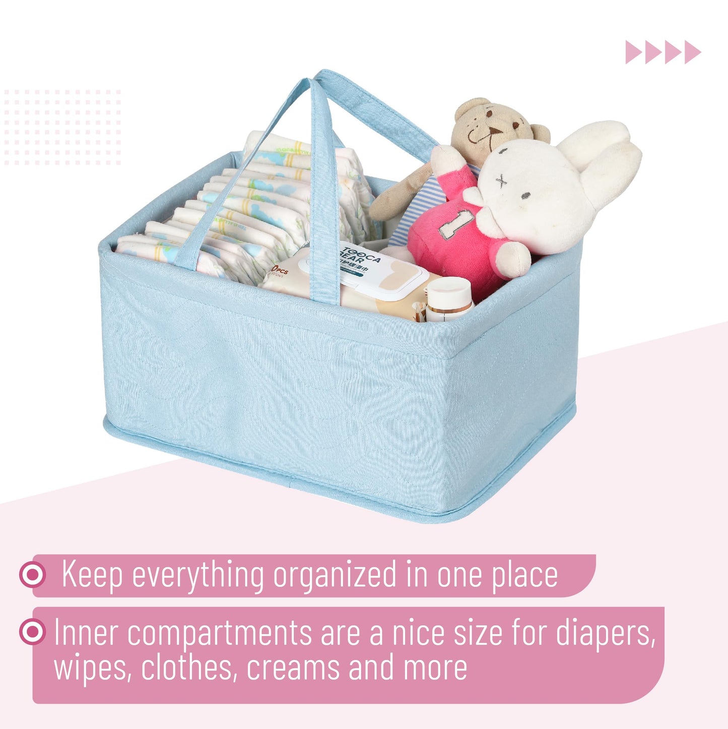 Mr. Pen- Baby Diaper Caddy Organizer, Blue Quilted Fabric, Diaper Organizer, Car Diaper Caddy, Baby Caddy Organizer, Portable Di