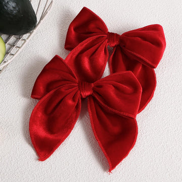 5' Red Christmas Velvet Fable Hair Bows Kids Big Velvet Ribbon Sailor Bow Alligator Clip Cheer Barrettes Hairpins Valentines Ne