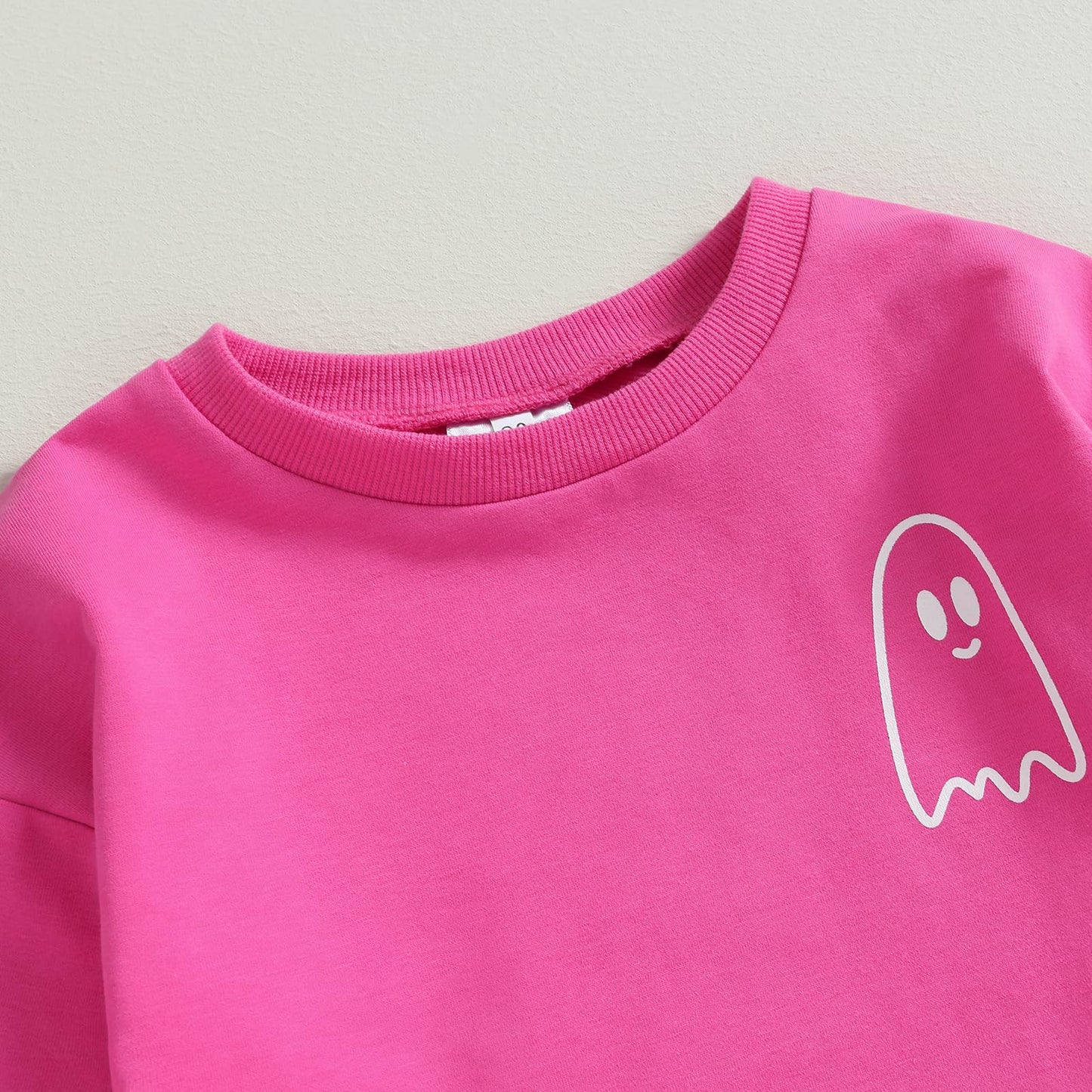 Toddler Baby Girl Boy Halloween Clothes Pumpkin Shirt Ghost Sweatshirt Pants Fall Outfit Baby Halloween Costumes (Rose Pink Ghos