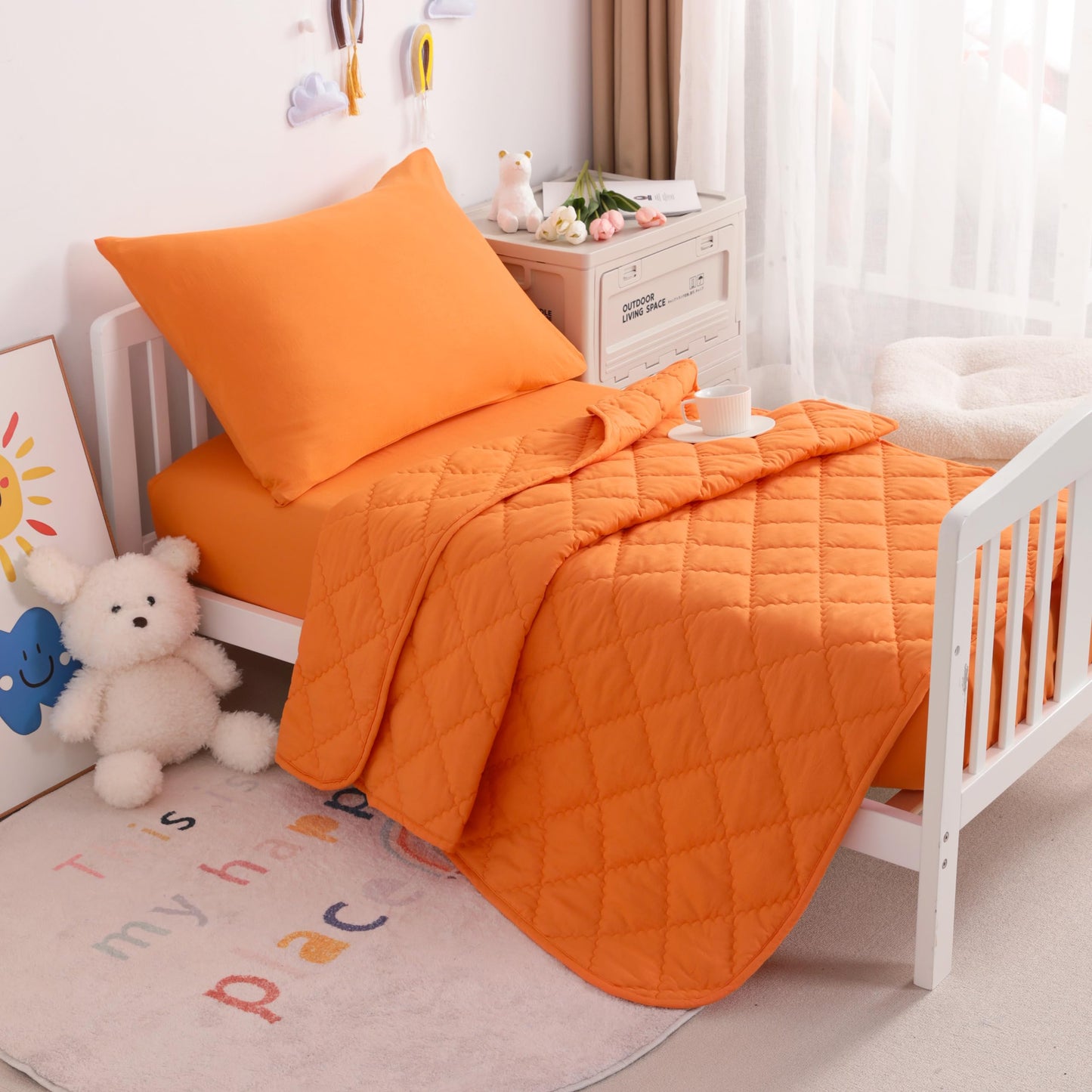 Ntbay Toddler Bedding Set - 4 Piece Soft And Breathable Crib Bedding Set For Boys And Girls, Includes Quilted Comforter, Fitted