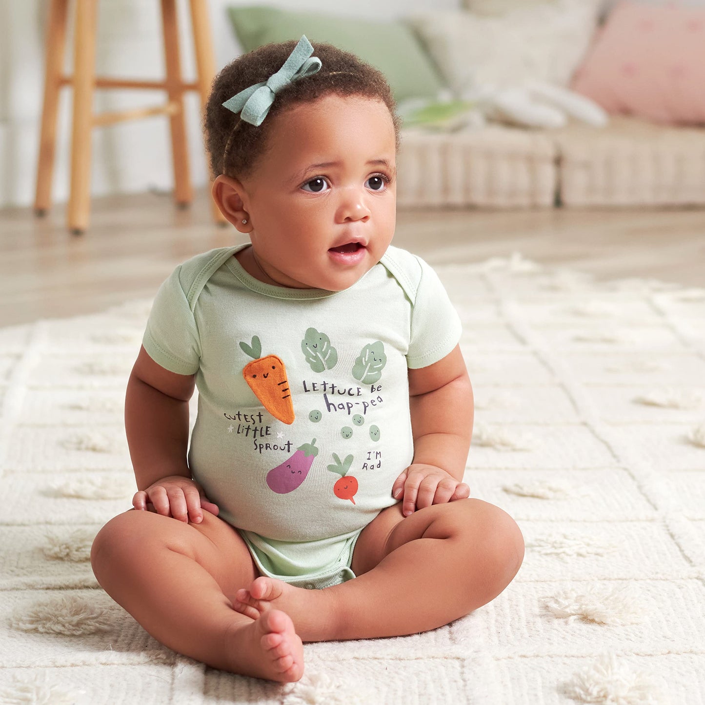 Gerber Unisex Baby 5-Pack Short Sleeve Variety Onesies Bodysuits Happy Veggies 0-3 Months