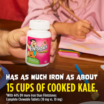 Flintstones Vitamins Chewable Kids Multivitamin With + Extra Iron For Toddler & Kid With Vitamin C, D, Vitamin B12, 160 Count (P