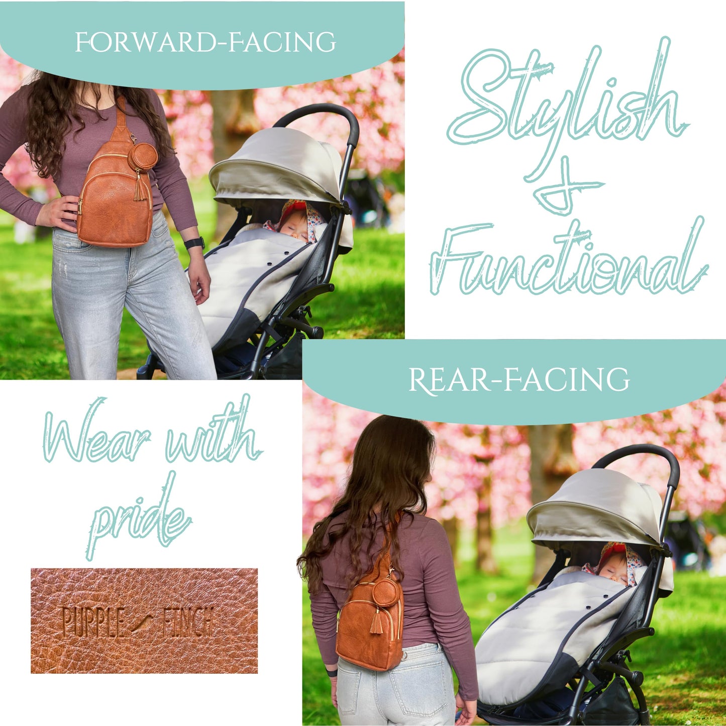 Purple Finch Mini Sling Crossbody Diaper Bag Backpack