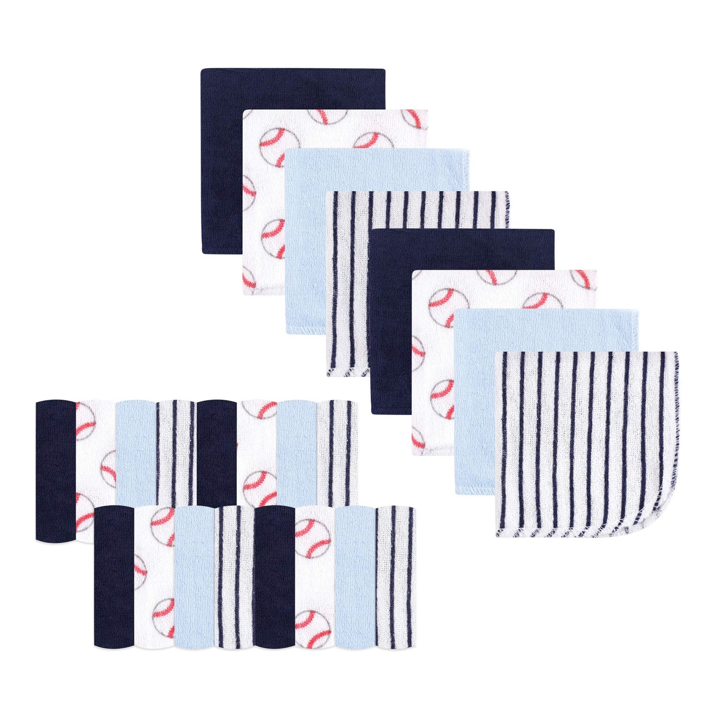 Luvable Friends Unisex Baby Super Soft Bundle Washcloths, Baseball, One Size