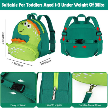 Accmor Toddler Harness Backpack Leash, Cute Dinosaur Backpacks With Anti Lost Wrist Link, Cute Mini Child Backpack Wristband Tet