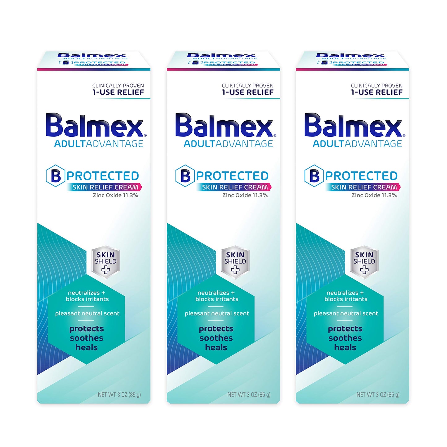 Balmex Adultadvantage Bprotected Skin Relief Healing Cream, With Zinc Oxide Barrier Cream Protection + Skinshield Soothing Botan