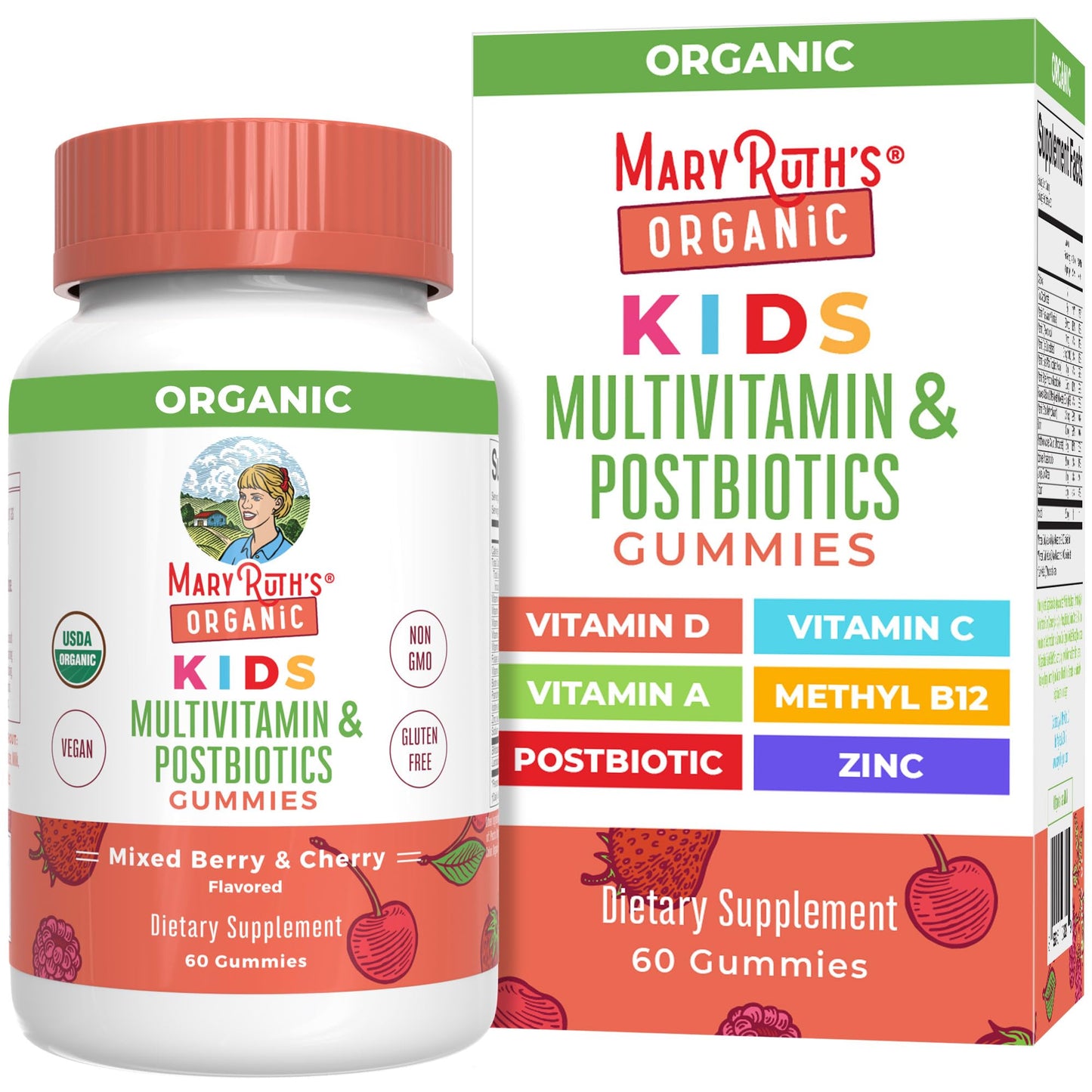 Kids Vitamins By Maryruth'S | Usda Organic | Kids Multivitamin Gummies + Postbiotics For Ages 4+ | Multivitamin For Kids With La