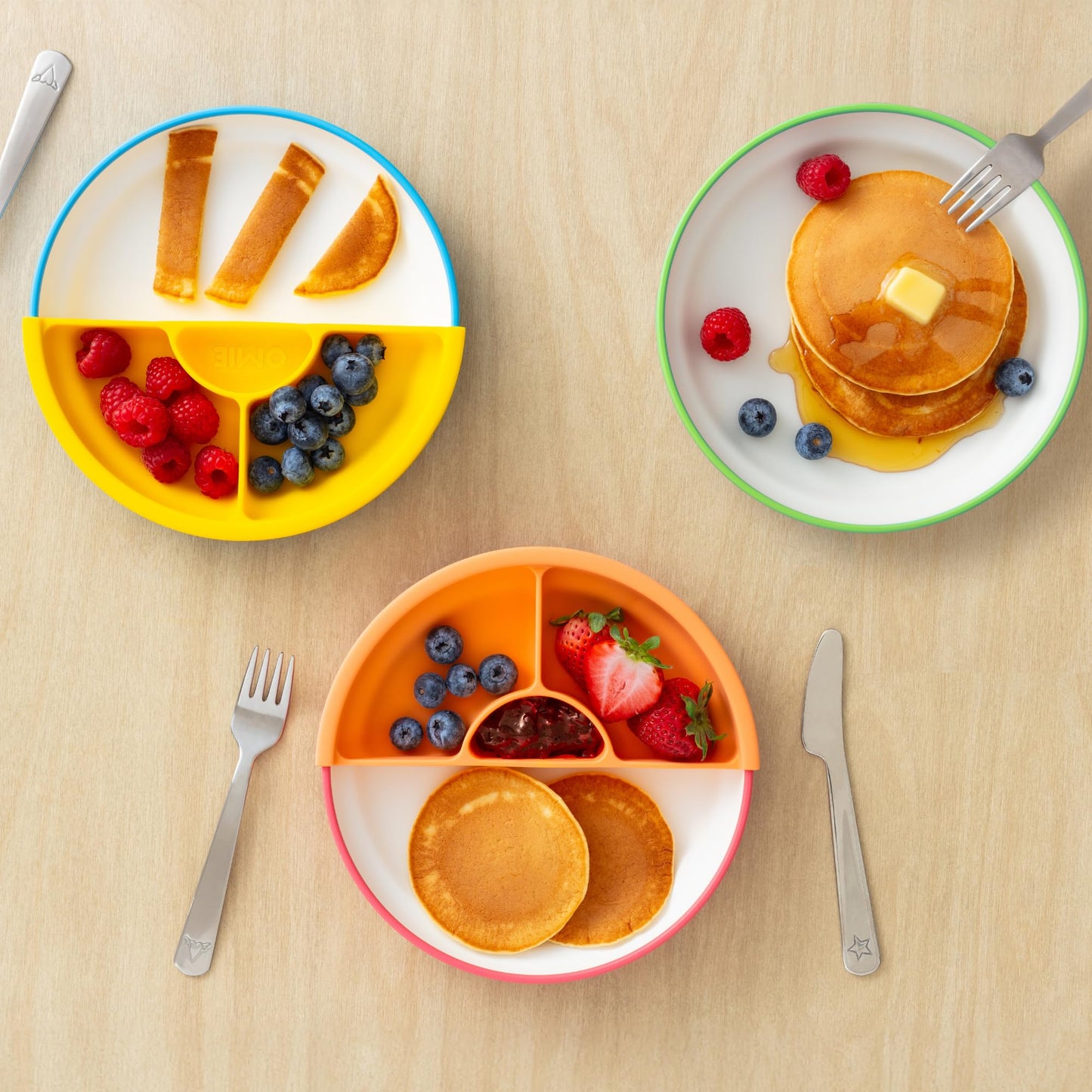 Omie? Easy Scoop Plates For Kids | Unique Design Helps Food Fall Into The Spoon, Not On The Table | Made From Plants | 3 Plates